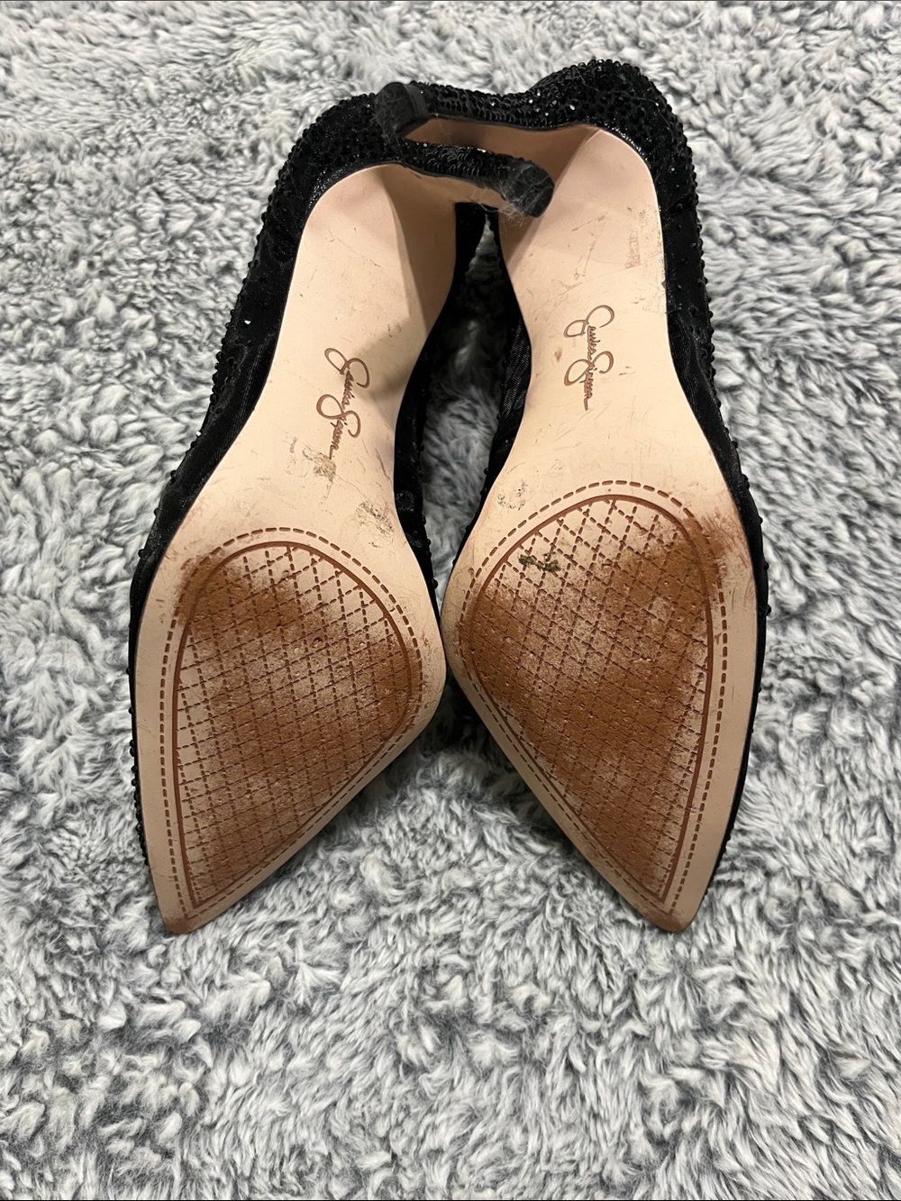 Jessica Simpson Black Mesh Pointed Rhinestone Heels - Picture 5 of 7